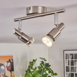 Lampes Vintages & Rétros-hofstein Crina Plafonnier, Spot de plafond LED Chrome, Nickel mat, 2 lumières