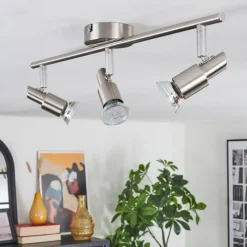 hofstein Crina Plafonnier, Spot de plafond Chrome, Nickel mat, 3 lumières* Spots Et Projecteurs