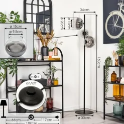 Suspension Verre Fumé-hofstein Dagan Lampadaire Clair, Fumé, 3 lumières