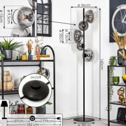 hofstein Dagan Lampadaire Clair, Fumé, 5 lumières