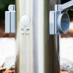 hofstein Dakar Borne lumineuse, Lampadaire Acier inoxydable, 1 lumière, Détecteur de mouvement