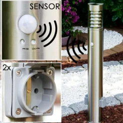 hofstein Dakar Eclairage de chemin Acier inoxydable, 1 lumière, Détecteur de mouvement
