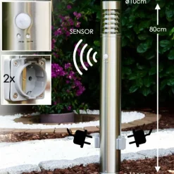 hofstein Dakar Eclairage de chemin Acier inoxydable, 1 lumière, Détecteur de mouvement