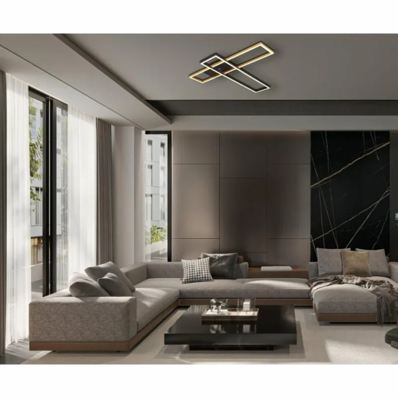 Lampes Dorées-Luminaires Globo Lighting Dakari Plafonnier LED Noir, 1 lumière