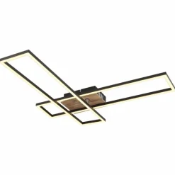 Lampes En Bois-Luminaires Globo Lighting Dakari Plafonnier LED Écru, Noir, 1 lumière