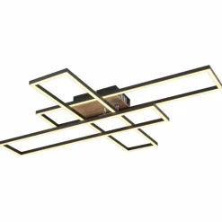 Lampes En Bois-Luminaires Globo Lighting Dakari Plafonnier LED Écru, Noir, 1 lumière