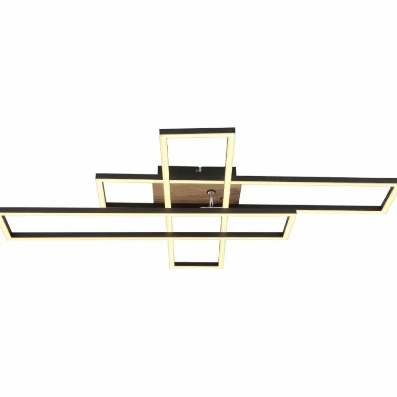 Lampes En Bois-Luminaires Globo Lighting Dakari Plafonnier LED Écru, Noir, 1 lumière