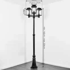 hofstein Dalasjo Réverbère, Eclairage de chemin Noir, 3 lumières