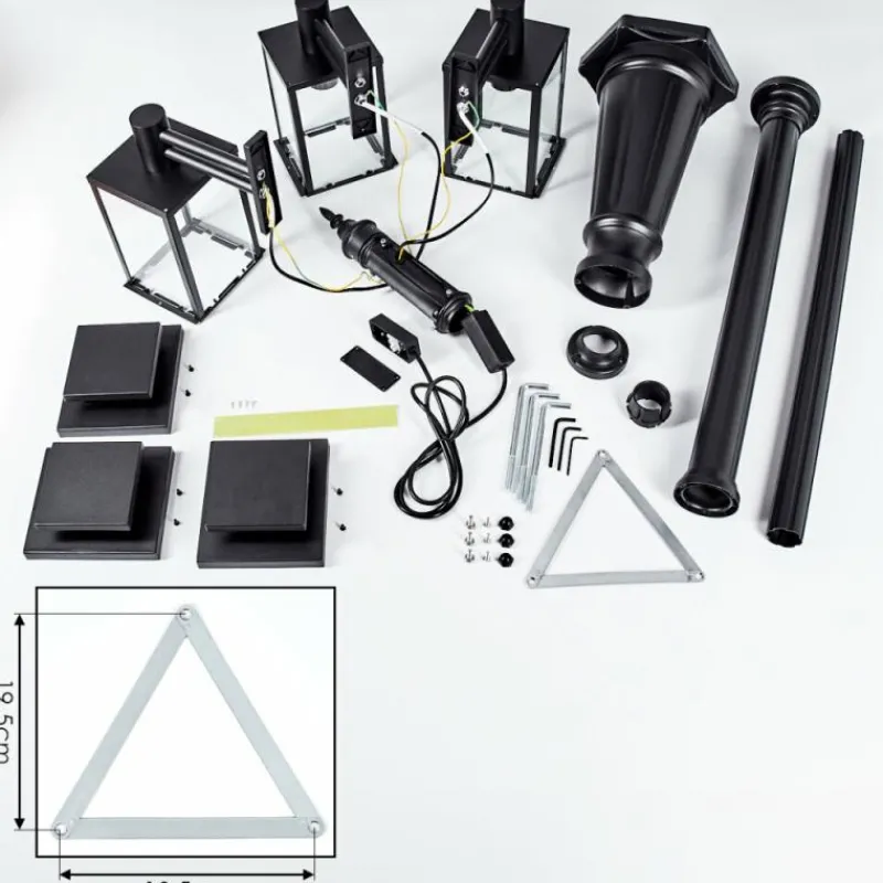 hofstein Dalasjo Réverbère, Eclairage de chemin Noir, 3 lumières