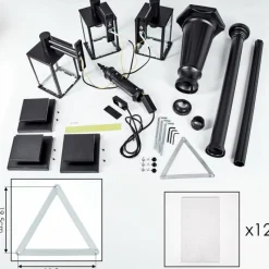 Lampes Vintages & Rétros-hofstein Dalasjo Réverbère, Eclairage de chemin Noir, 3 lumières