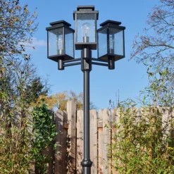 Lampes Vintages & Rétros-hofstein Dalasjo Réverbère, Eclairage de chemin Noir, 3 lumières