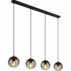 Suspension Verre Fumé-Luminaires Globo Lighting DALLERTA Suspension Noir, 4 lumières