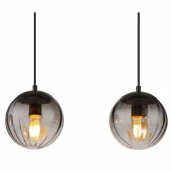 Suspension Verre Fumé-Luminaires Globo Lighting DALLERTA Suspension Noir, 4 lumières