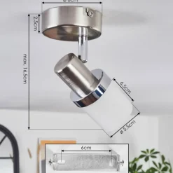 hofstein Davor Plafonnier, Spot de plafond Chrome, Nickel mat, 1 lumière