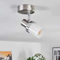 hofstein Davor Plafonnier, Spot de plafond Chrome, Nickel mat, 1 lumière