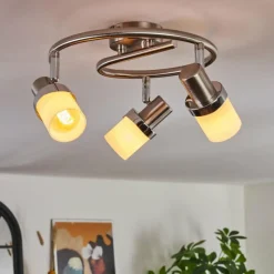 hofstein Davor Plafonnier, Spot de plafond Chrome, Nickel mat, 3 lumières