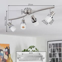 hofstein Davor Plafonnier, Spot de plafond Chrome, Nickel mat, 4 lumières