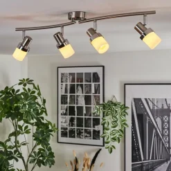 hofstein Davor Plafonnier, Spot de plafond Chrome, Nickel mat, 4 lumières