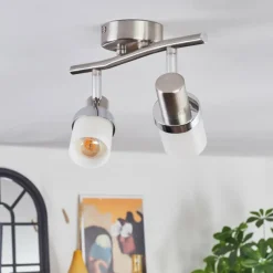 hofstein Davor Plafonnier, Spot de plafond Chrome, Nickel mat, 2 lumières