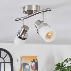 hofstein Davor Plafonnier, Spot de plafond Chrome, Nickel mat, 2 lumières