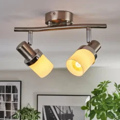 hofstein Davor Plafonnier, Spot de plafond Chrome, Nickel mat, 2 lumières