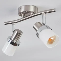 hofstein Davor Plafonnier, Spot de plafond Chrome, Nickel mat, 2 lumières