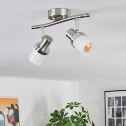 hofstein Davor Plafonnier, Spot de plafond Chrome, Nickel mat, 2 lumières