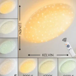 hofstein Deckenleuchte Plafonnier LED Blanc, 1 lumière, Télécommandes* Éclairage Led