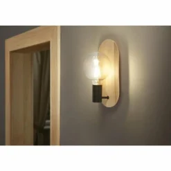 Lampes En Bois-Luminaires Ledvance DECOR Applique murale / Plafonnier Couleur bois, Noir, 1 lumière