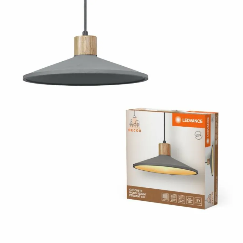 Lampes En Bois-Luminaires Ledvance DECOR Applique murale / Plafonnier Gris, Couleur bois, 1 lumière