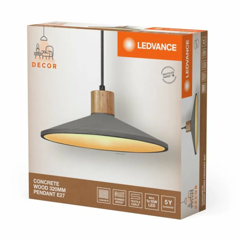 Lampes En Bois-Luminaires Ledvance DECOR Applique murale / Plafonnier Gris, Couleur bois, 1 lumière