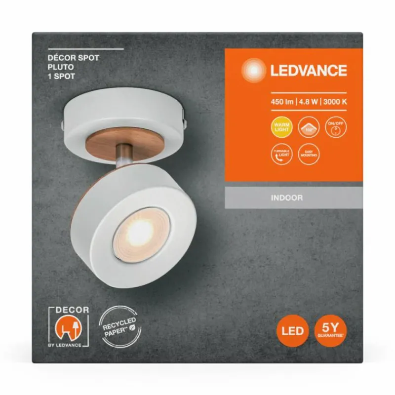 Lampes En Bois-Luminaires Ledvance Decor Plafonnier LED Blanc, 1 lumière