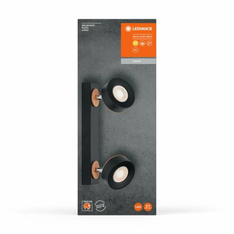 Lampes En Bois-Luminaires Ledvance Decor Plafonnier LED Noir, 2 lumières