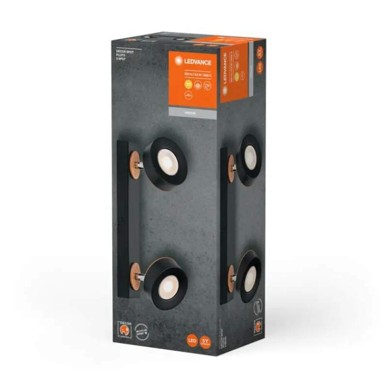 Lampes En Bois-Luminaires Ledvance Decor Plafonnier LED Noir, 2 lumières