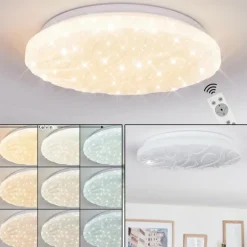 hofstein Deral Plafonnier LED Blanc, 1 lumière, Télécommandes