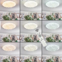 hofstein Deral Plafonnier LED Blanc, 1 lumière, Télécommandes