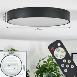hofstein Diagonal Plafonnier LED Noir, 1 lumière, Télécommandes