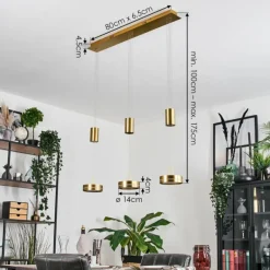 hofstein Dingersjo Suspension, Suspension LED Laiton, 3 lumières