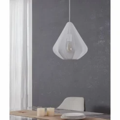 Lampes En Tissu-Luminaires Eglo DOLWEN Suspension Blanc, 1 lumière