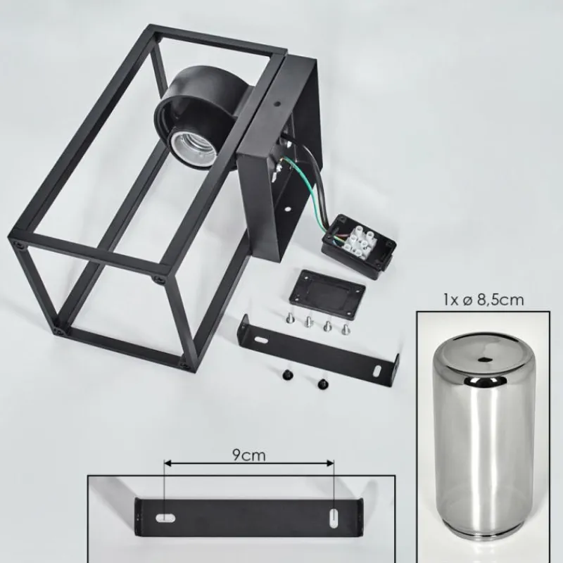 Suspension Verre Fumé-hofstein Doninhas Lampe murale d´extérieur Noir, 1 lumière