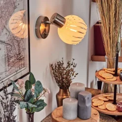 hofstein Dysted Boule lumineuse, Applique murale, Spot mural Nickel mat, 1 lumière