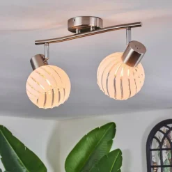 hofstein Dysted Plafonnier, Boule lumineuse Nickel mat, 2 lumières