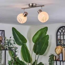 hofstein Dysted Plafonnier, Boule lumineuse Nickel mat, 2 lumières