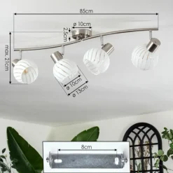 hofstein Dysted Plafonnier, Boule lumineuse Nickel mat, 4 lumières