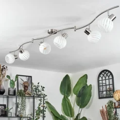 hofstein Dysted Plafonnier, Boule lumineuse Nickel mat, 6 lumières