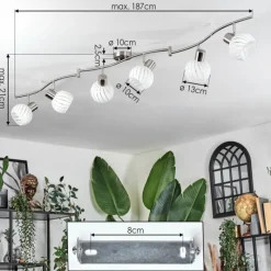 hofstein Dysted Plafonnier, Boule lumineuse Nickel mat, 6 lumières