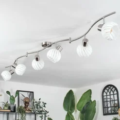 hofstein Dysted Plafonnier, Boule lumineuse Nickel mat, 6 lumières