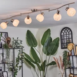 hofstein Dysted Plafonnier, Boule lumineuse Nickel mat, 6 lumières