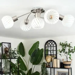 hofstein Dysted Plafonnier, Boule lumineuse Nickel mat, 5 lumières