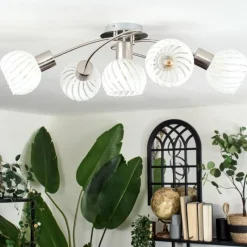 hofstein Dysted Plafonnier, Boule lumineuse Nickel mat, 5 lumières